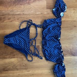PacSun Bikini Navy Blue and White PolkaDot